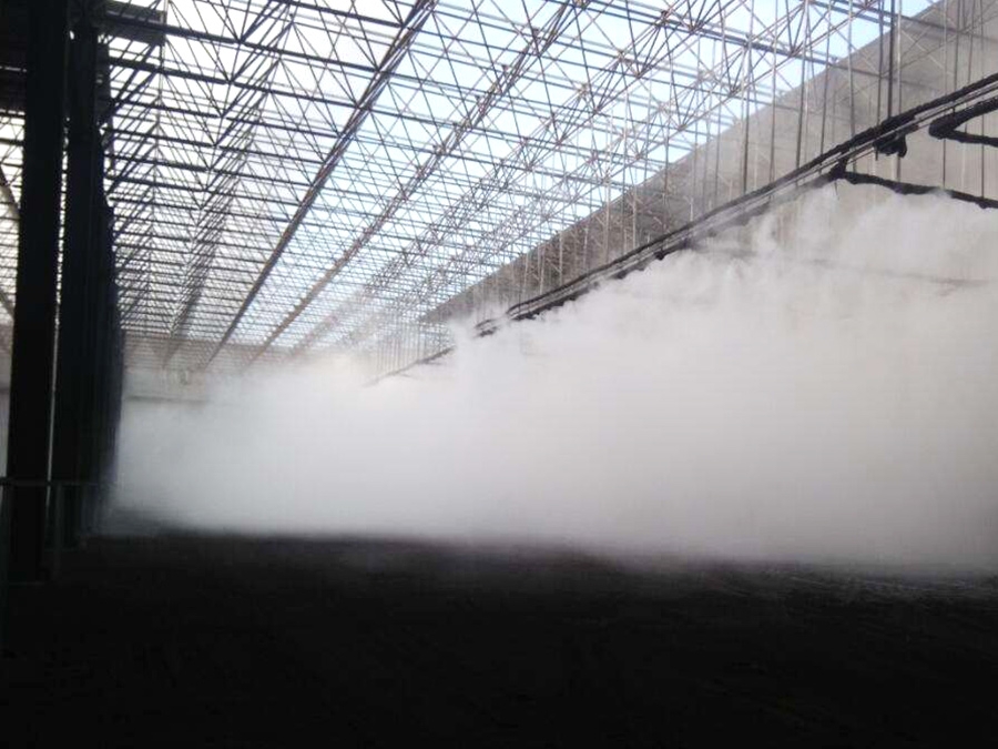Micron level dry mist dust suppression - Full coverage inside the shed