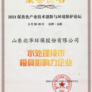 水处理技术荣誉证书